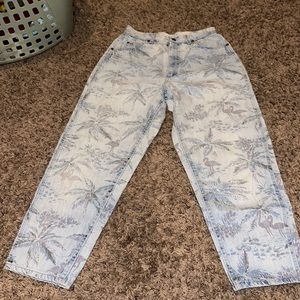 Vintage Lee mom jeans with flamingo print